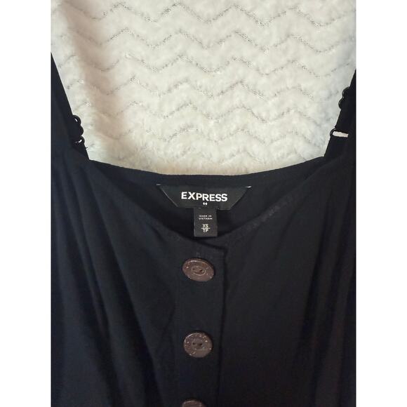 BN #5 Express Black Button-Front Mini Dress Size XS Sleeveless adjustable straps - Picture 5 of 6